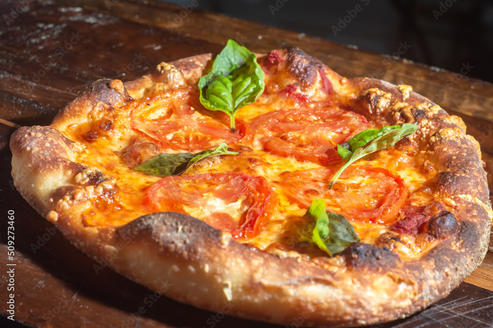 Homemade Italian pizza with natural fermentation, various flavors among them pastrami, bacon and pulled pork,pizza concept Homemade Italian pizza with natural fermentation, various flavors among them pastrami, bacon and pulled pork,pizza concept