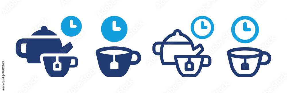 Tea time vector icon set 