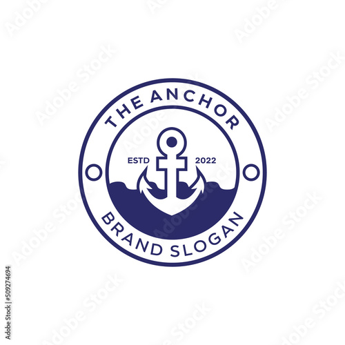emblem anchor symbol vector logo design vector illustration