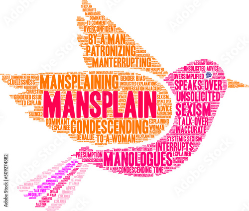 Mansplain Word Cloud on a white background. 