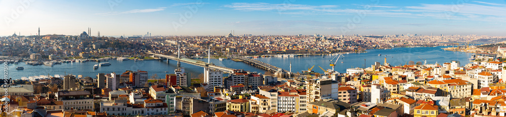 Aerial view of Istanbul historic centre and Golden Horn from Galata tower