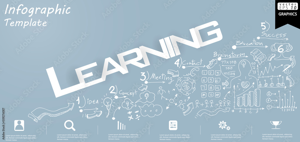 Naklejka premium Illustration business.design modern idea and concept think creativity. for brainstorm,Social network,success,plan,think,search,analyze,communicate, futuristic idea innovation technology.