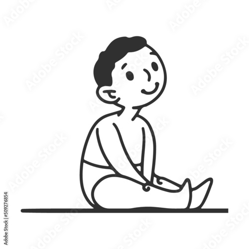 Toddler baby in diaper. Man in different ages. Male character in ages of infant, child, teenager, adult, old person with cane. Vector illustration