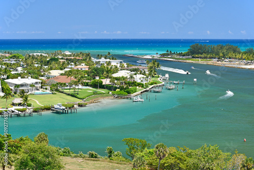 Aerial view of Jupiter Inlet from the lighthouse in Jupiter, Florida in Palm Beach County photo