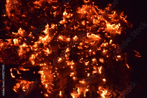 Fireplace ember close up texture