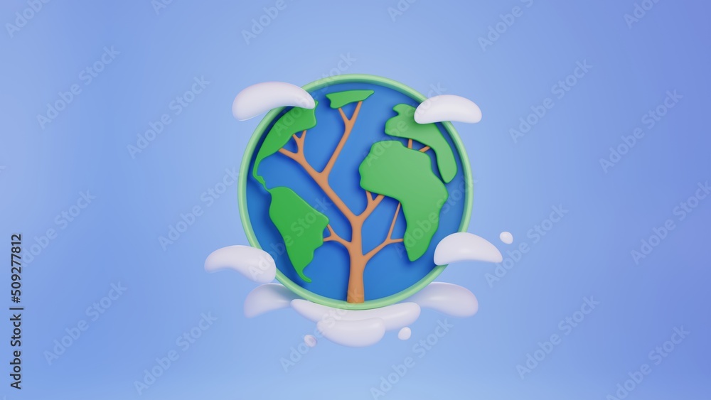 Fototapeta premium Globe World Tree Concept.3D rendering illustration.