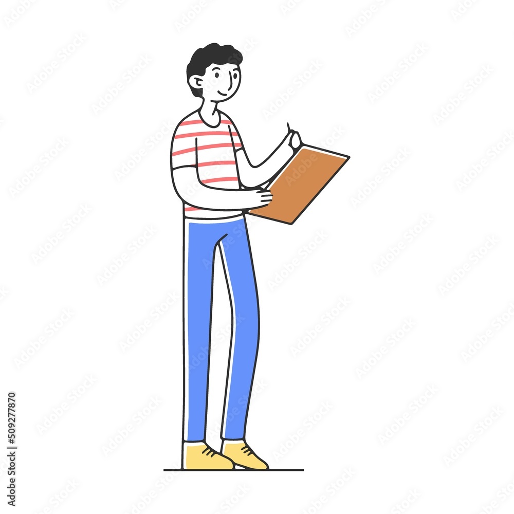 Young artist painting at art classroom on easels. Beautiful female model sitting in chair and posing flat vector illustration. Education and workshop concept Young artist painting at art classroom on easels. Beautiful female model sitting in chair and posing flat vector illustration. Education and workshop concept