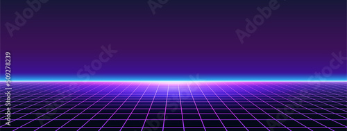Print op canvas Future retro line technology background of the 80s