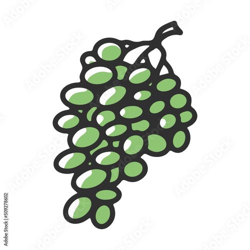 Sweet bunch of grapes. Delicious healthy and unhealthy nutrition. Cartoon vector isolated on white background. Good vs bad choice