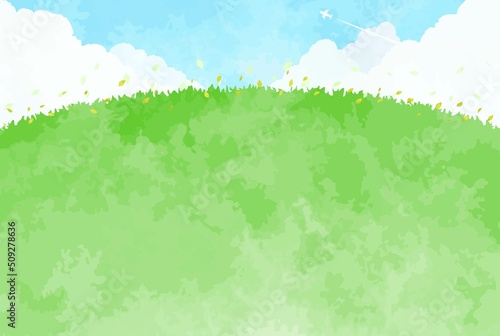 シンプルな丘と空の風景イラスト