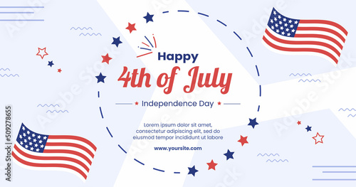 4th of July Happy Independence Day USA Post Social Media Template Vector Cartoon Illustration