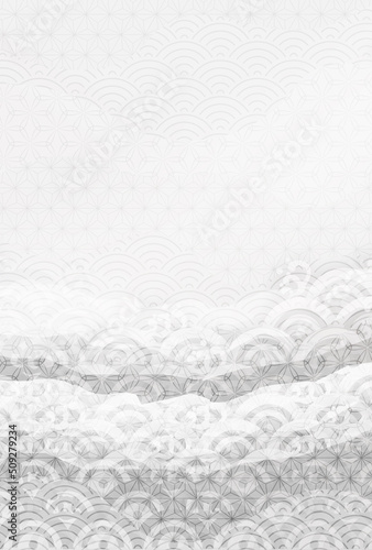 喪中　はがき　波　背景