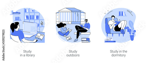 Getting ready for classes isolated cartoon vector illustrations se