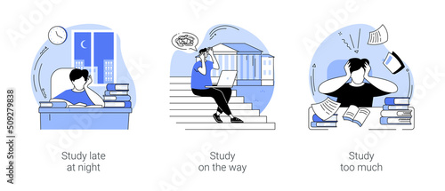 Preparing for exams isolated cartoon vector illustrations se