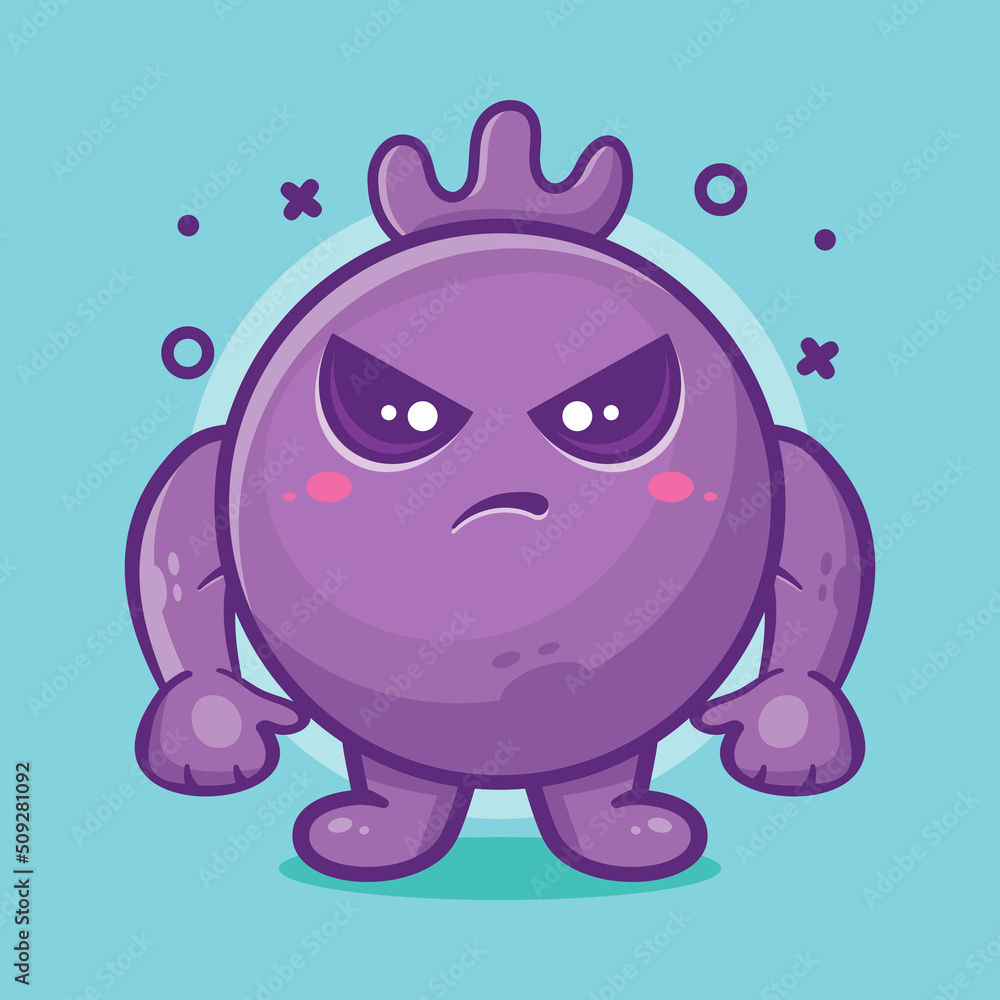 serious blueberry fruit character mascot with angry expression isolated cartoon in flat style design serious blueberry fruit character mascot with angry expression isolated cartoon in flat style design