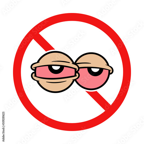 No Red Eyes Sign on White Background