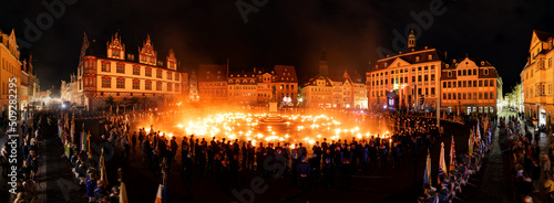 Final rally and torchlight procession of the 123th Congress of the Coburger Convent, an alliance of more than 100 student unions in Germany, held annually in Coburg © Michael v Aichberger
