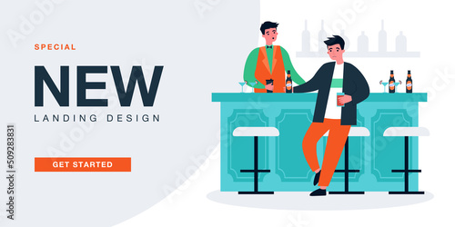 Lonely sad man drinking alcohol in bar. Depressed male character with problems sitting alone flat vector illustration. Loneliness, lifestyle concept for banner, website design or landing web page