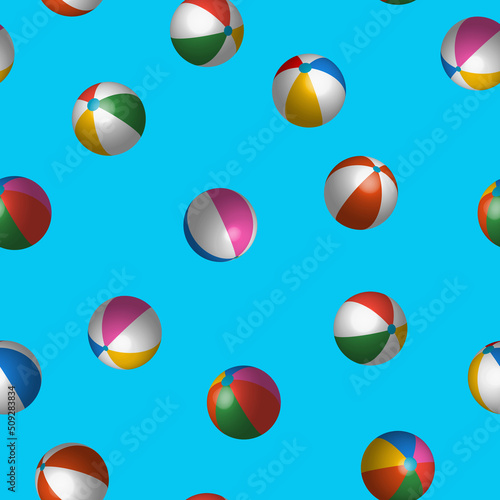 Realistic 3d beach ball seamless pattern