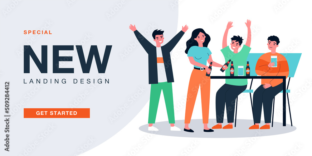Adult friends meeting in bar, people enjoying craft beer. Persons holding bottles with alcohol flat vector illustration. Nightlife, lifestyle concept for banner, website design or landing web page Adult friends meeting in bar, people enjoying craft beer. Persons holding bottles with alcohol flat vector illustration. Nightlife, lifestyle concept for banner, website design or landing web page