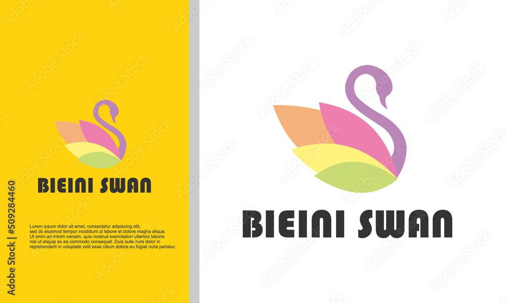 logo illustration vector graphic of swan combine with tulip flower, fit for beauty company,etc.