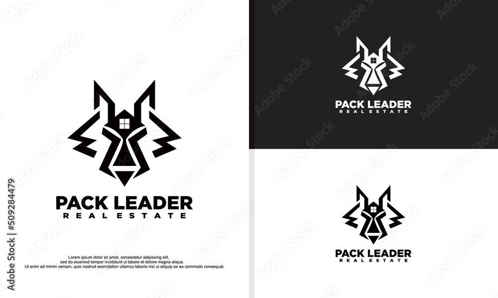 logo illustration vector graphic of wolf head combined with house, fit for real estate company,etc. logo illustration vector graphic of wolf head combined with house, fit for real estate company,etc.
