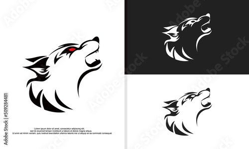 logo illustration vector graphic of wolf head in tribal style