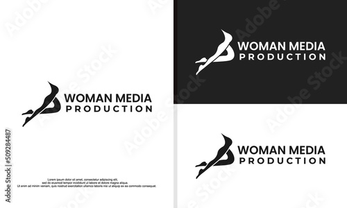 woman life media logo, entertain logo design illustration