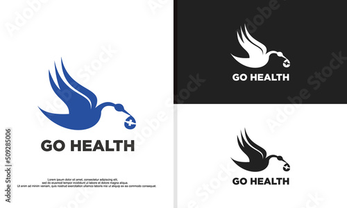 logo illustration vector graphic of stork carrying medical equipment. fit for medial company, etc.