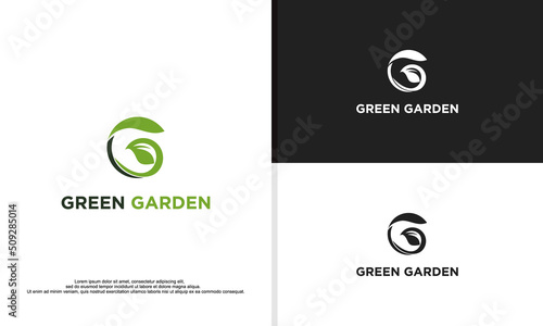 logo illustration vector graphic of letter G combine with leaf. fit for garden maintenance company, etc.