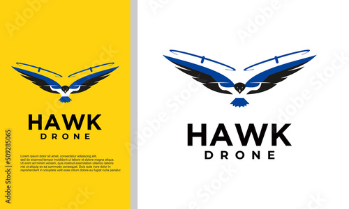 logo illustration vector graphic of hawk combined with drone