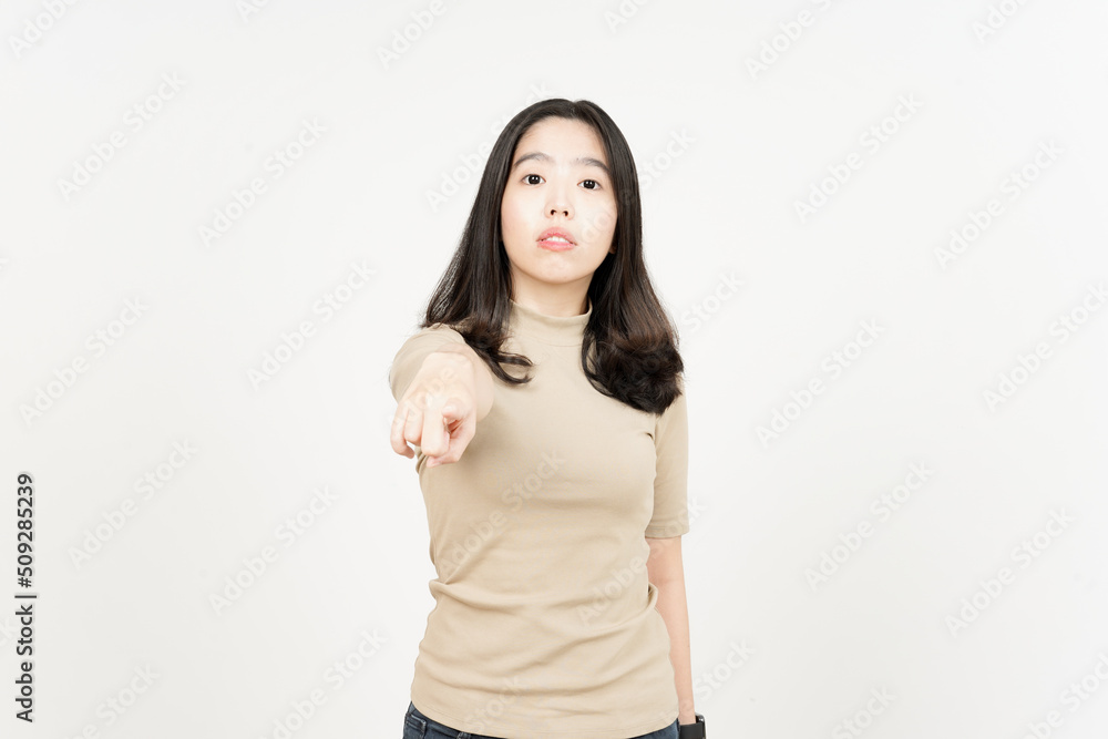 Pointing to You and Angry Gesture Of Beautiful Asian Woman Isolated On White Background Pointing to You and Angry Gesture Of Beautiful Asian Woman Isolated On White Background