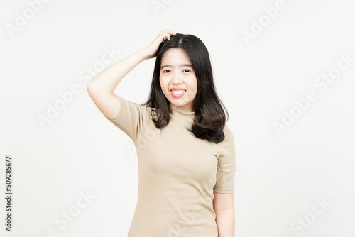 Forget Something Of Beautiful Asian Woman Isolated On White Background