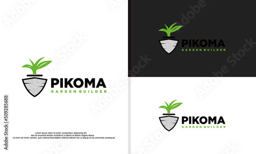logo illustration vector graphic of shovel combined with plant, fit for gardening company, garden maintenance, etc.