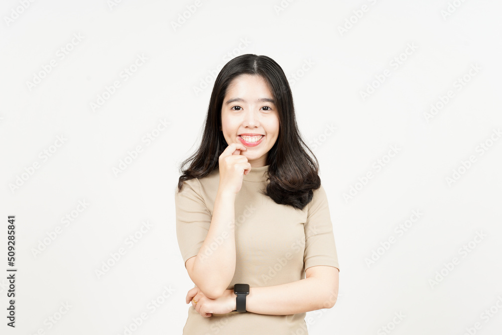Looking to Camera and Smiling Of Beautiful Asian Woman Isolated On White Background Looking to Camera and Smiling Of Beautiful Asian Woman Isolated On White Background