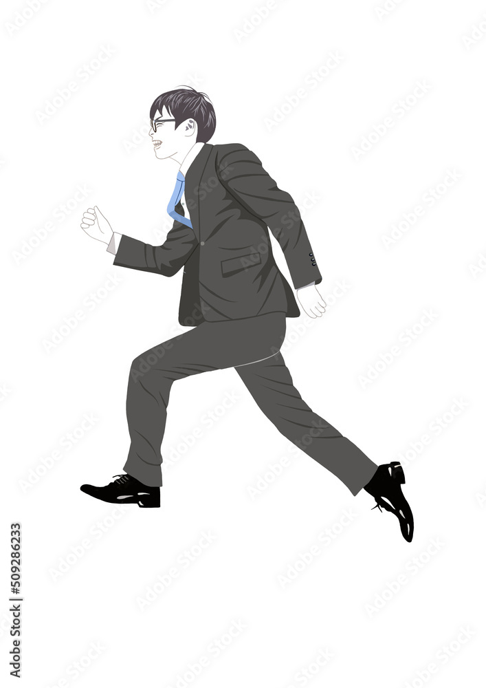 Fototapeta premium 飛び跳ねる男性会社員イラスト