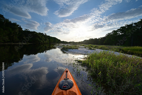 Kayaking on Fisheating Creek near Palmdale, Florida on a calm summer afternoon. photo