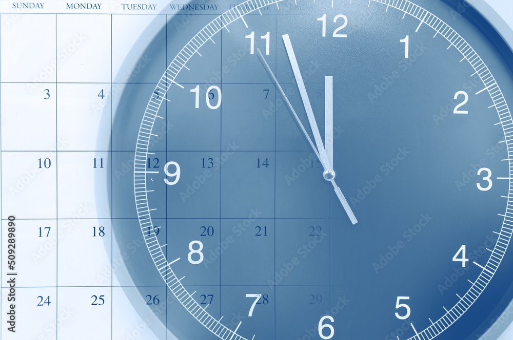 Clock face and calendar composite