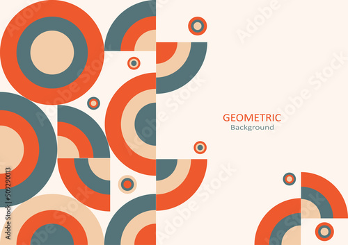 Geometric abstract background. Design elements with circle and semi-circle shapes. Copy space for text. Vector Illustration.
