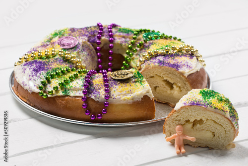 King Cake on a White Board Background