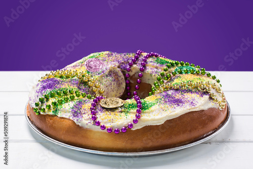 King Cake on a White Board Background