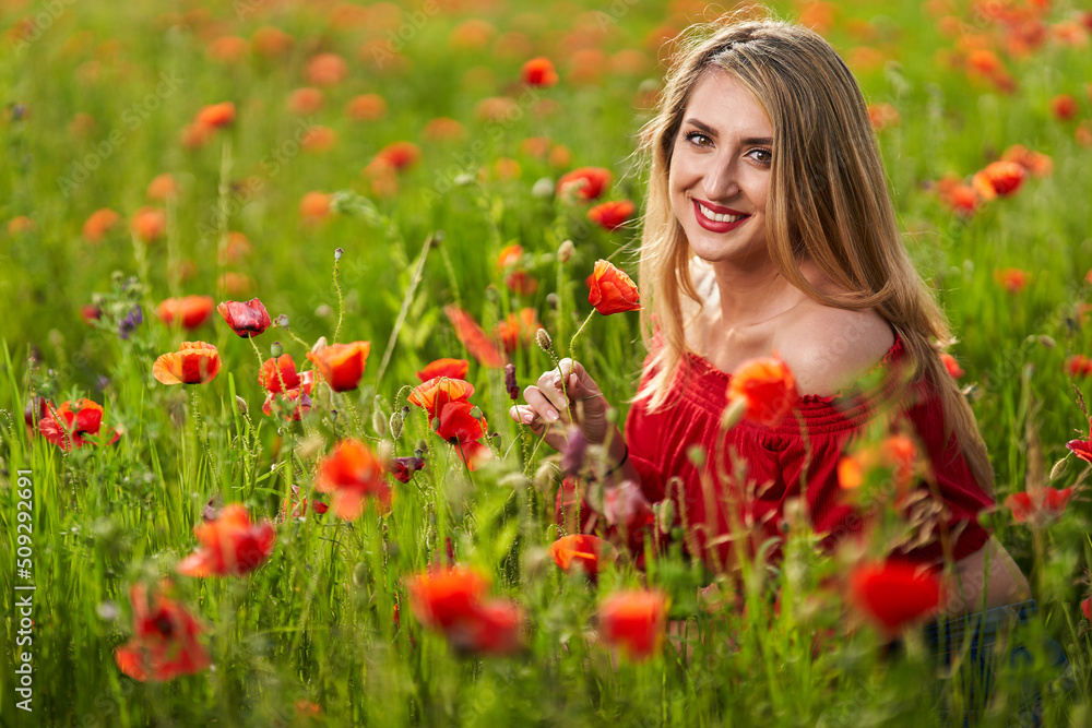 Size plus woman in a poppy field Size plus woman in a poppy field