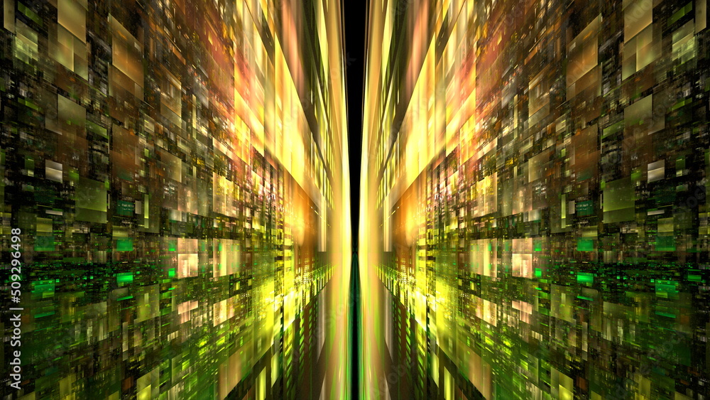 Fototapeta premium Big data transmission cloud computing, digital information database. High-speed mathematical calculations. Future technology, cyber security concept background. 3d render