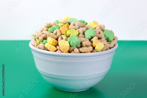 Shamrock Cereal in a White Bowl