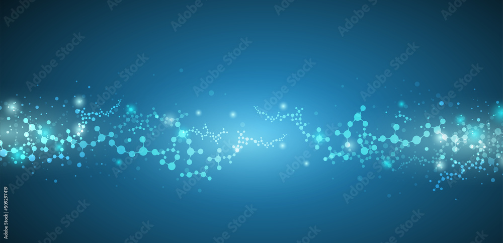 Connection concept of molecular fluorescent neuron network and DNA is used in medicine and business,used as vector illustration background.