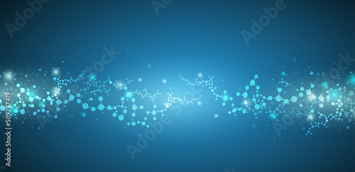 Connection concept of molecular fluorescent neuron network and DNA is used in medicine and business,used as vector illustration background. photo