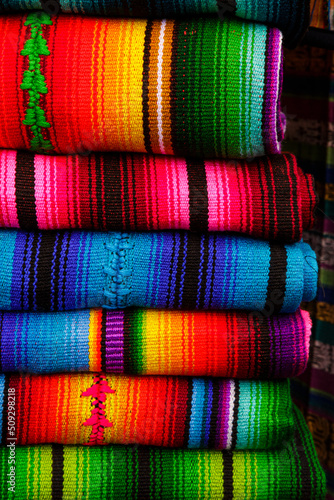 multicolor textiles from guatemala market