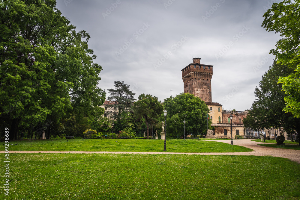Fototapeta premium View of the Salvi Garden and the Castle Tower in Vicenza, Veneto, Italy, Europe, World Heritage Site
