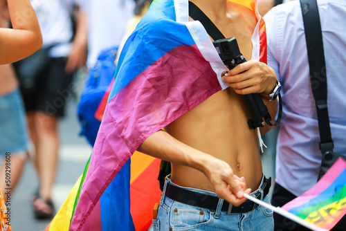 Wallpaper Mural Rainbow flag welcomes Pride Month festival.Rainbow pride is a symbol of lesbian, gay, bisexual, transgender, and LGBTQ pride. and the LGBTQ social movement in June. Torontodigital.ca