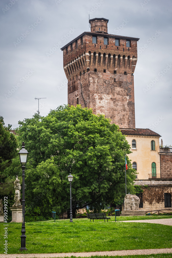 View of the Salvi Garden and the Castle Tower in Vicenza, Veneto, Italy, Europe, World Heritage Site